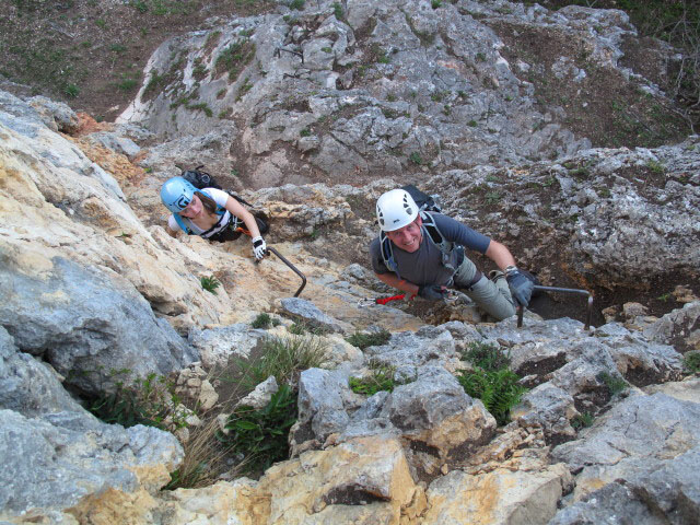 Wildenauer-Klettersteig: Diana und John in der Direktvariante