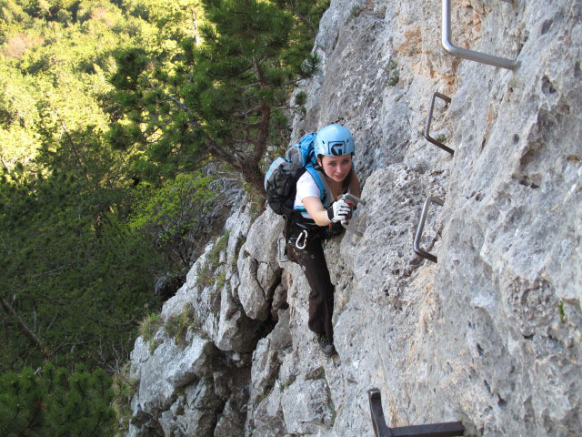 Wildenauer-Klettersteig: Diana vor der Schlüsselstelle