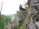 Kitz-Klettersteig: Martina, ?, ? und ? beim Flying Fox