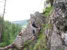 Kitz-Klettersteig: Martina, ?, ? und ? beim Flying Fox