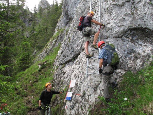 Tegelberg-Klettersteig: ?, Axel und ? im Einstieg