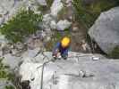 Wasserfall-Klettersteig: Kathrin beim Steigbuch