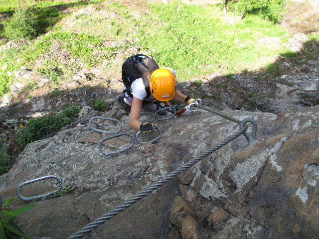 Stuibenfall-Klettersteig: Kathrin im zweiten Abschnitt