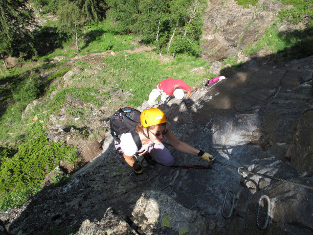 Stuibenfall-Klettersteig: Kathrin im zweiten Abschnitt