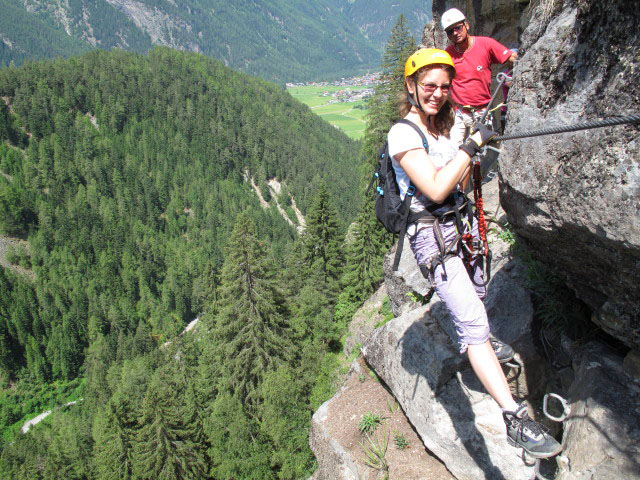 Stuibenfall-Klettersteig: Kathrin im zweiten Abschnitt