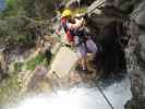 Stuibenfall-Klettersteig: Kathrin auf der Seilbrücke im zweiten Abschnitt