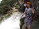 Stuibenfall-Klettersteig: Kathrin nach der Seilbrücke im zweiten Abschnitt