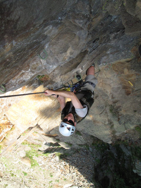 Obergurgler Klettersteig: Christoph in der Schlüsselstelle (30. Juni)