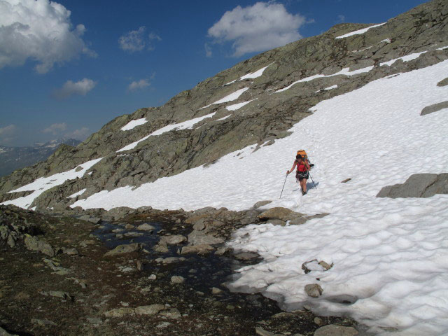 Gudrun zwischen Schwärzenkamm-Klettersteig und Weg 922 (30. Juni)