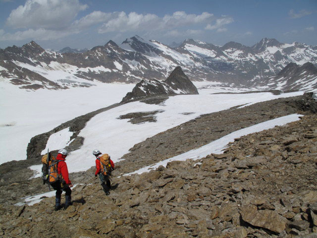 Gudrun und Christoph am Nordwestgrat des Annakogels (1. Juli)