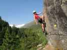 Obergurgler Klettersteig: Gudrun am Beginn der Sektion 3 (30. Juni)