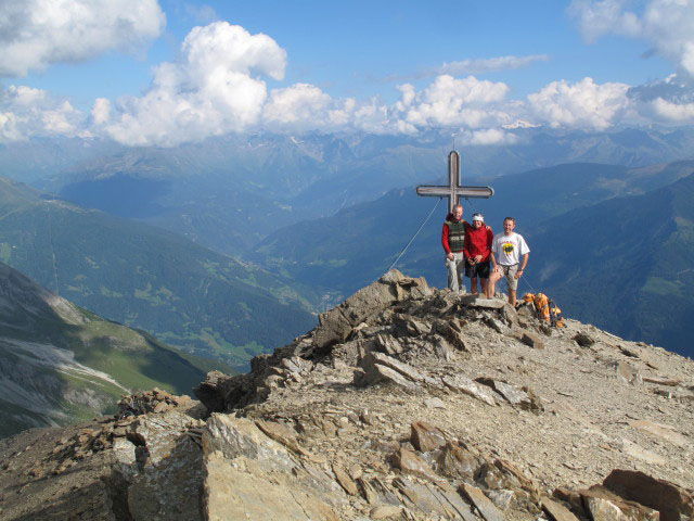 Christoph, Gudrun und ich am Gatschkopf, 2.945 m (11. Aug.)