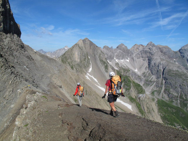 Christoph und Gudrun am Augsburger Höhenweg in der Dawinscharte, 2.650 m (12. Aug.)