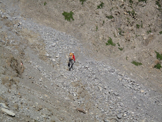 Christoph am Augsburger Höhenweg zwischen Gelbem Schartle und Parseierscharte (12. Aug.)