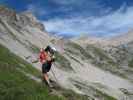 Gudrun am Augsburger Höhenweg zwischen Unterem Grießl und Winterjoch (12. Aug.)