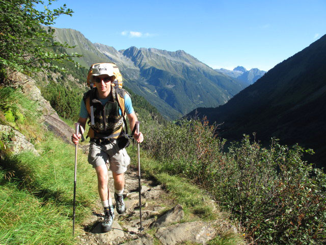 Christoph auf Weg 134 zwischen Bsuchalm und Gr&uuml;blalm (17. Aug.)