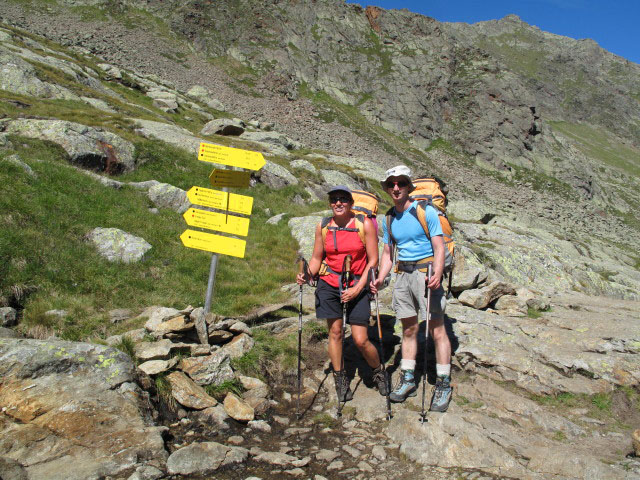 Gudrun und Christoph zwischen N&uuml;rnberger H&uuml;tte und Seescharte (17. Aug.)