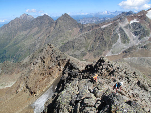 Gudrun und Christoph zwischen Seescharte und Gamsspitzl (17. Aug.)