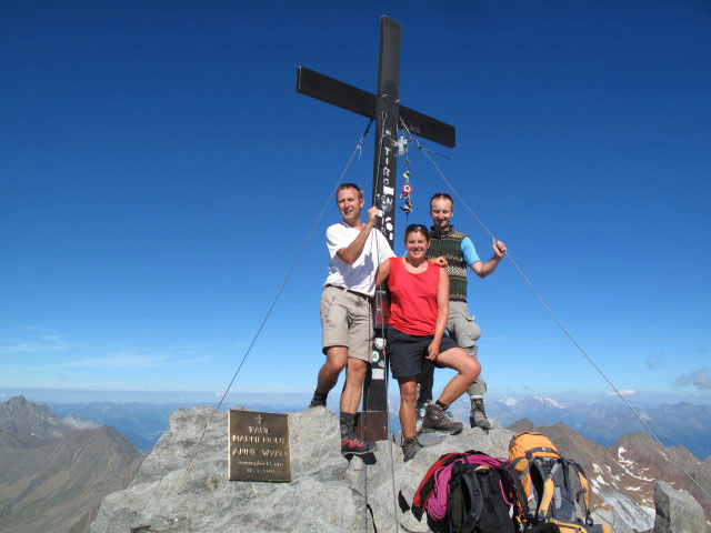 Ich, Gudrun und Christoph am Wilden Freiger, 3.418 m (17. Aug.)