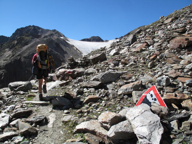 Gudrun zwischen Pfaffenferner und Hildesheimer Hütte (18. Aug)