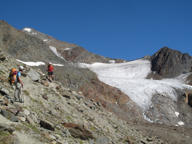 Christoph und Gudrun zwischen Pfaffenferner und Hildesheimer Hütte (18. Aug)