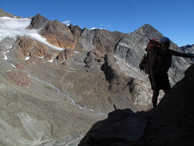 Gudrun zwischen Pfaffenferner und Hildesheimer H&uuml;tte (18. Aug)