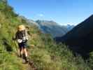 Gudrun auf Weg 134 zwischen Bsuchalm und Grüblalm (17. Aug.)