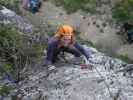 Gumpoldskirchner Klettersteig: Sabrina zwischen Querung und Umstieg