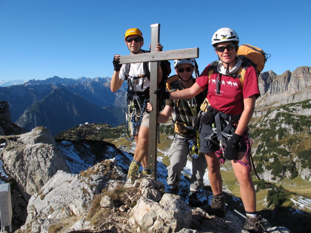 Haidachstellwand-Klettersteig: Ich, Christoph und Gudrun auf der Clesida, 2.080 m (21. Okt.)