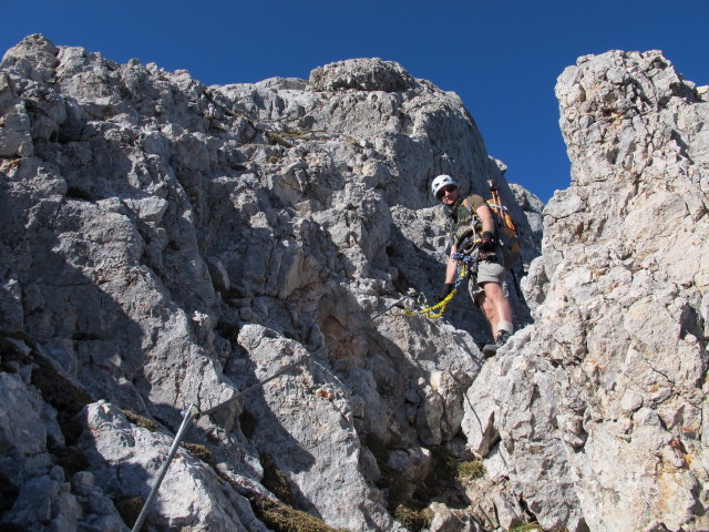 Seekarlspitze-Klettersteig: Christoph im Einstieg (21. Okt.)