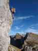 Hochiss-Klettersteig: Gudrun im Einstieg (20. Okt.)