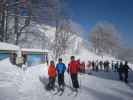 Alice, Christoph und Michael bei der Bergstation der Salamander-Sesselbahn, 1.210 m