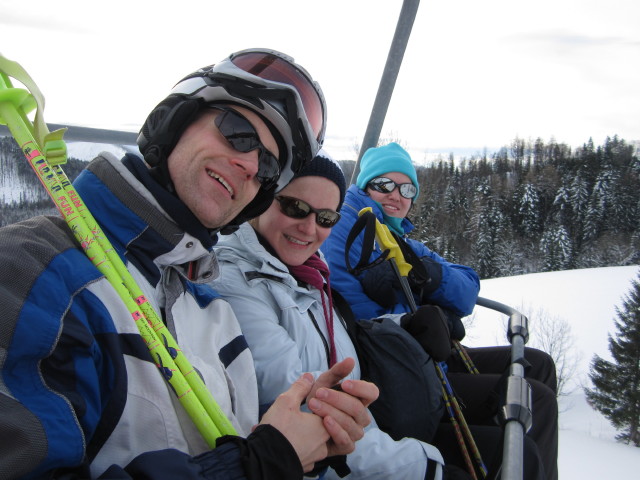 Florian, Katrin und Kerstin am 4er Sessellift Hennesteck