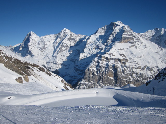 Eiger, Mönch und Jungfrau von der FIS-Piste aus (3. März)