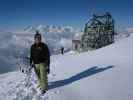 Markus bei der Bergstation der Téléphérique Mont-Gelé, 3.023 m (15. März)