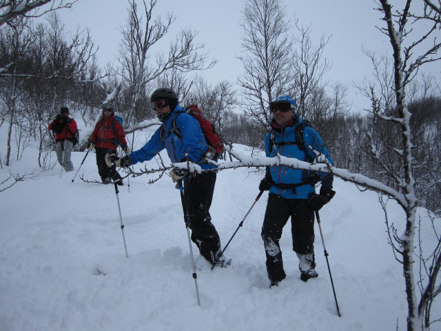 Erhard, Karin, Rolf und Martin zwischen Ullstinden und Grøttsundet