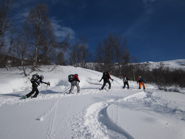 Martina, Erhard, Thomas, Monika und Ulrich zwischen Olderdalen und Giilavárri