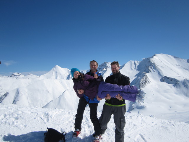 Kathrin, ich und Markus am Inneren Viderjoch, 2.704 m (13. Apr.)