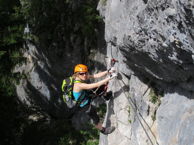 Kaiser-Franz-Joseph-Klettersteig: Sabrina in der Einstiegswand (18. Mai)