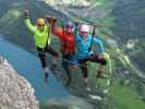 Kaiser-Franz-Joseph-Klettersteig: Sabrina, Christian und Romana auf der Seilbrücke (18. Mai)