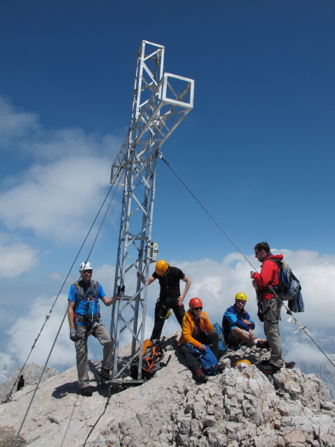 R&uuml;diger, ?, ?, ? und Ralf am Hohen Dachstein, 2.995 m (21. Juni)