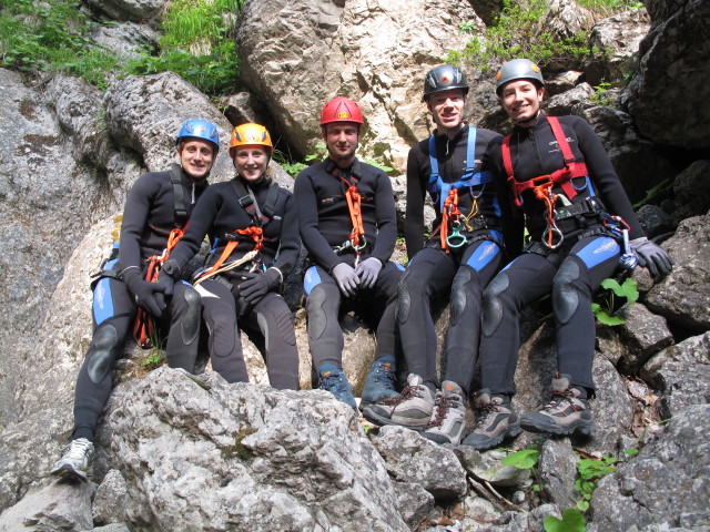 Christian, Sabrina, Werner, Andreas und Ariane im zweiten Einstieg