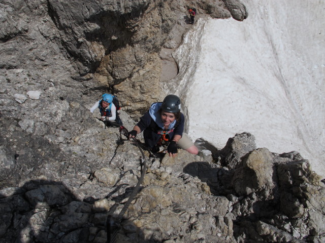 Diana und Hannelore am Innerkofler-De-Luca-Klettersteig zwischen Gamsscharte und Paternkofel