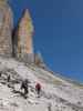 Sabrina, Klaus und Reinhard auf Weg 101 zwischen Rifugio Lavaredo und Paternsattel