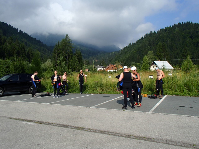 Andreas, Miriam, Ariane, Werner, Josef, Reinhard, Dominika und Klaus in Mauthen