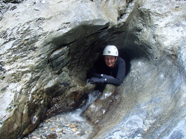 Klabauter-Klettersteig: Dominika in der zweiten Finsternis