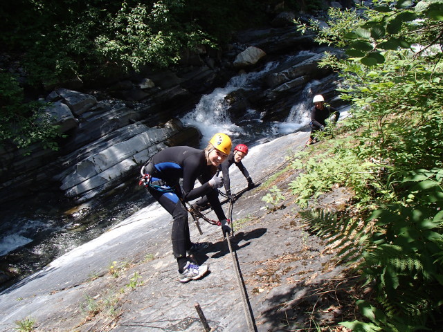 Klabauter-Klettersteig: Miriam, Klaus und Dominika auf den Klabauterplatten