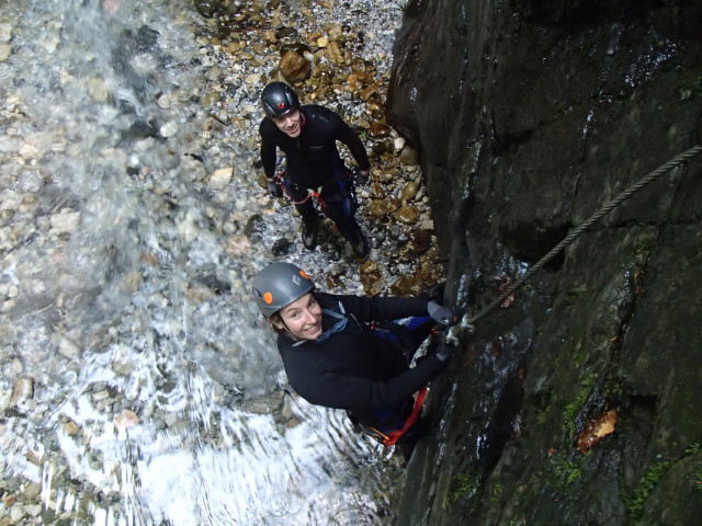 Klabauter-Klettersteig: Ariane und Andreas beim sechsten Wasserfall