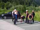 Andreas, Reinhard, Werner, Ariane, Dominika, Josef und Miriam in Mauthen