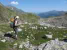 Irene am Gletscherlehrpfad zwischen Beginn und Obermayer-Felsen (27. Juli)